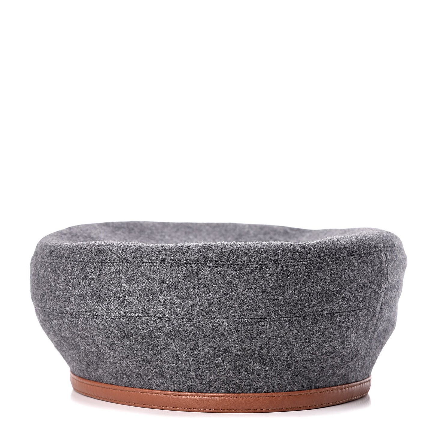 Cashmere Lambskin Femme Saint Honore Beret 56 Gris Flanelle Cognac