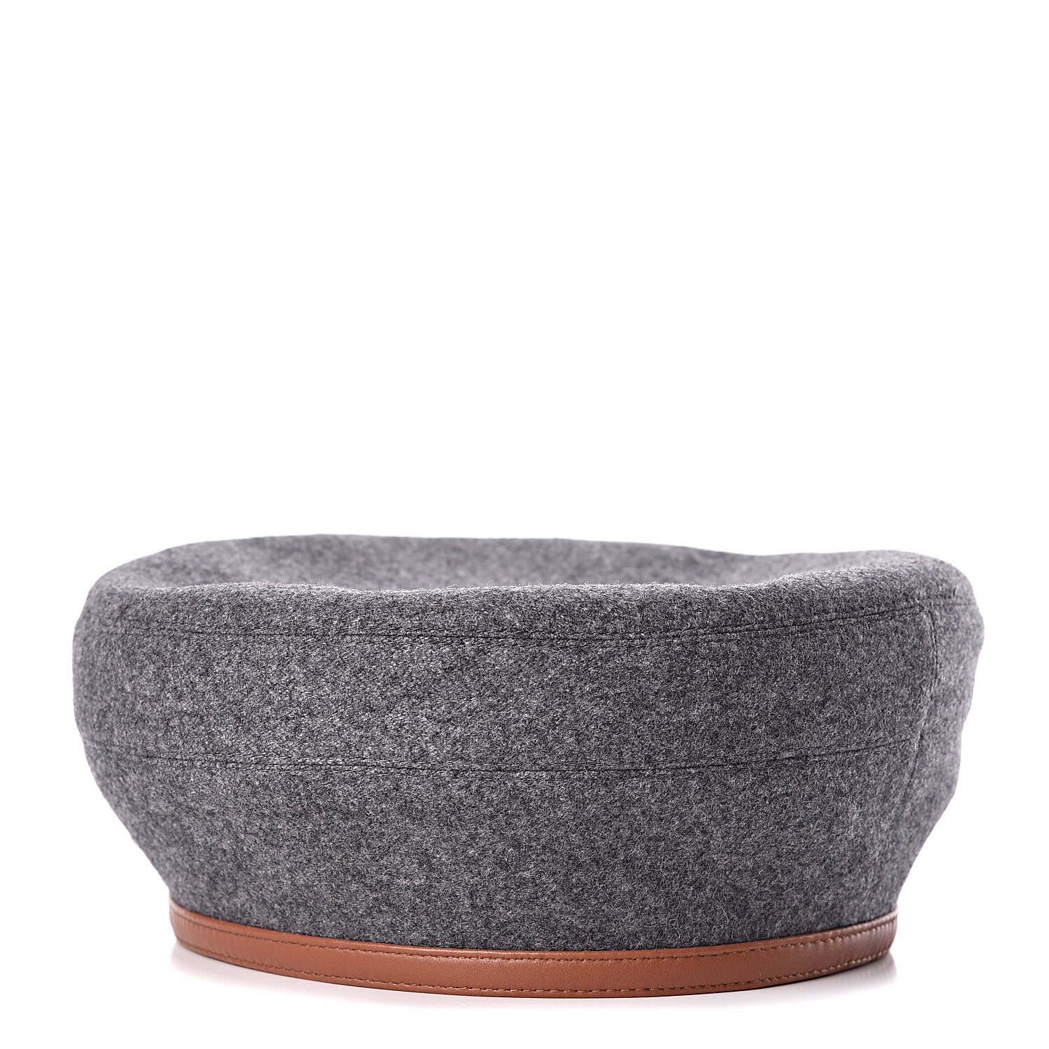 Hermes Cashmere Lambskin Femme Saint Honore Beret 56 Gris Flanelle Cognac 1 of 7