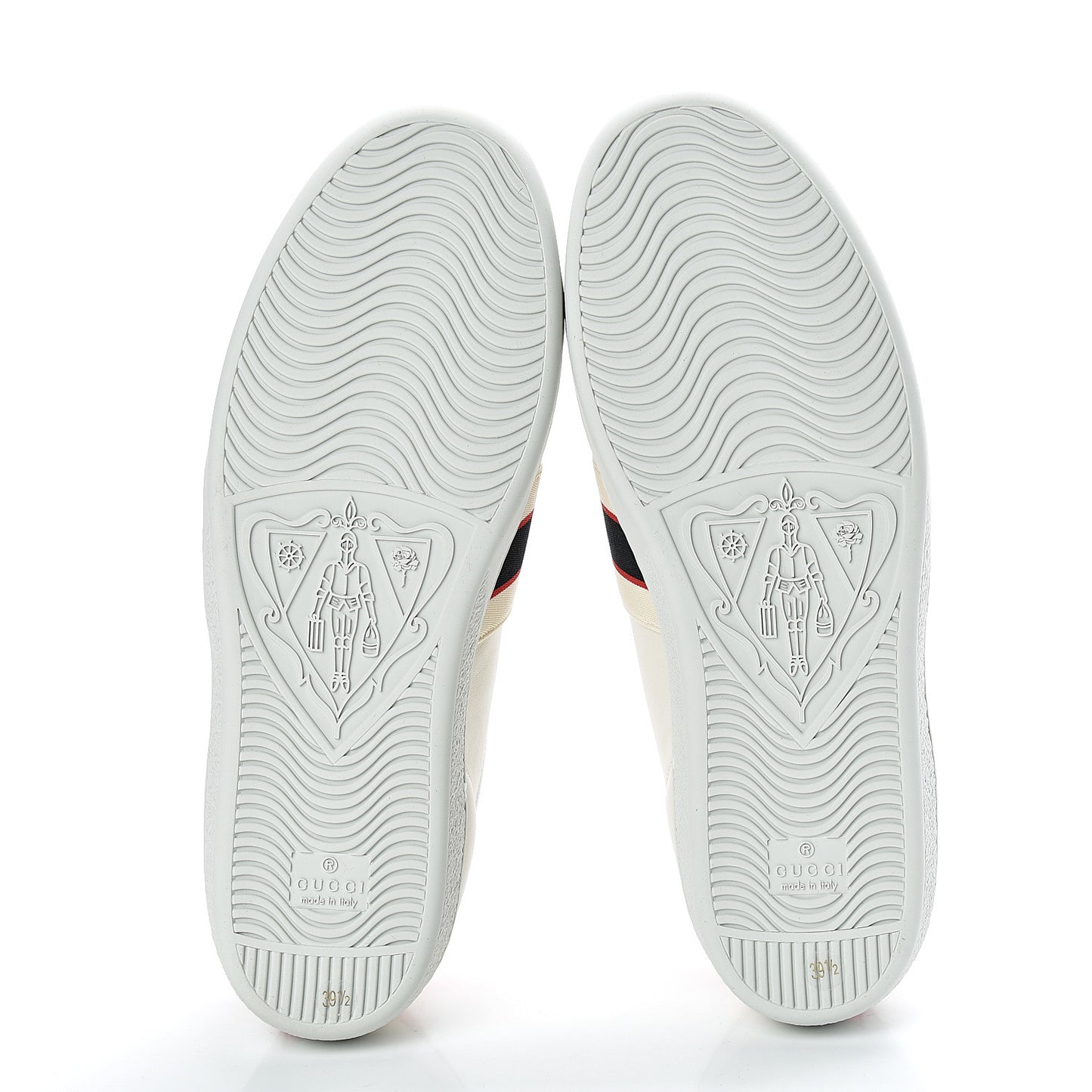 Calfskin Stripe Womens New Ace Sneakers 39.5 New Mystic White Ecru Red Flame