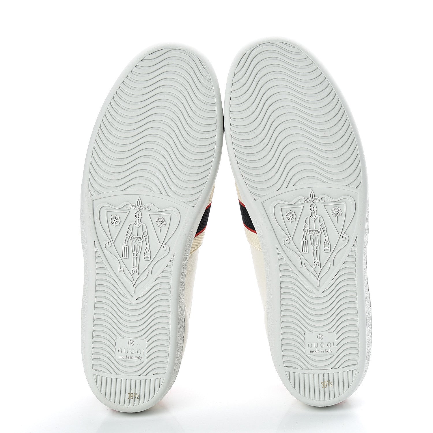 Gucci Calfskin Stripe Womens New Ace Sneakers 39.5 New Mystic White Ecru Red Flame 5 of 8