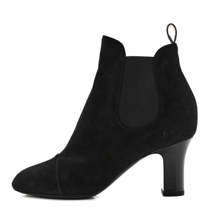 Louis Vuitton Suede Monogram Uniformes Cap Toe Chelsea 75mm Ankle Boots 36.5 Black 1 of 7