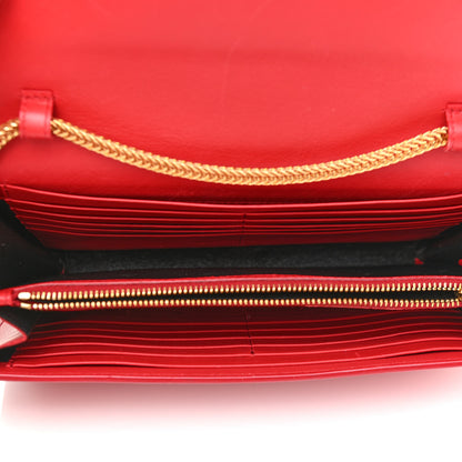 Saint Laurent Calfskin Classic Y Ligne Chain Wallet Vermillion 5 of 13