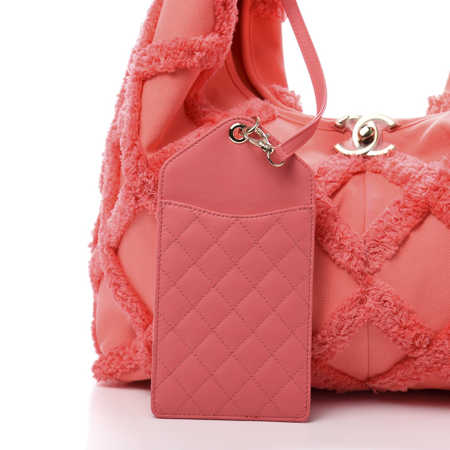Chanel Cotton Canvas Large CC Embrace Hobo Coral 11 of 14