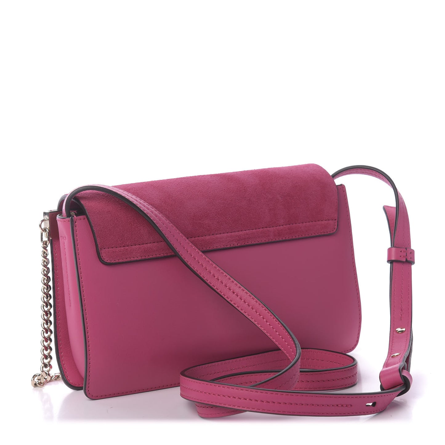 Suede Calfskin Small Faye Shoulder Bag Fuchsia Rose