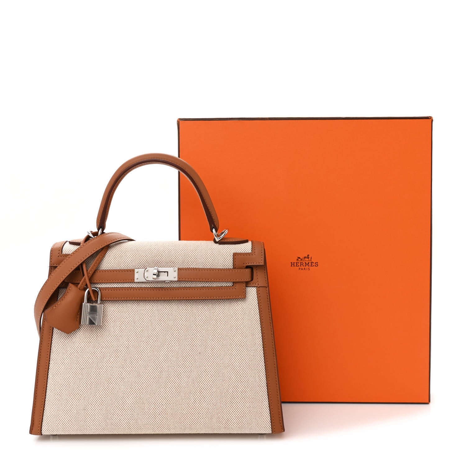 Hermes Toile H Swift Kelly Sellier 25 Ecru Gold 12 of 12