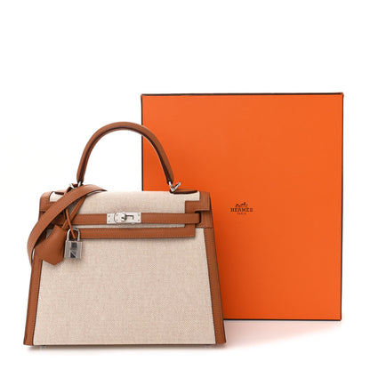 Hermes Toile H Swift Kelly Sellier 25 Ecru Gold 12 of 12