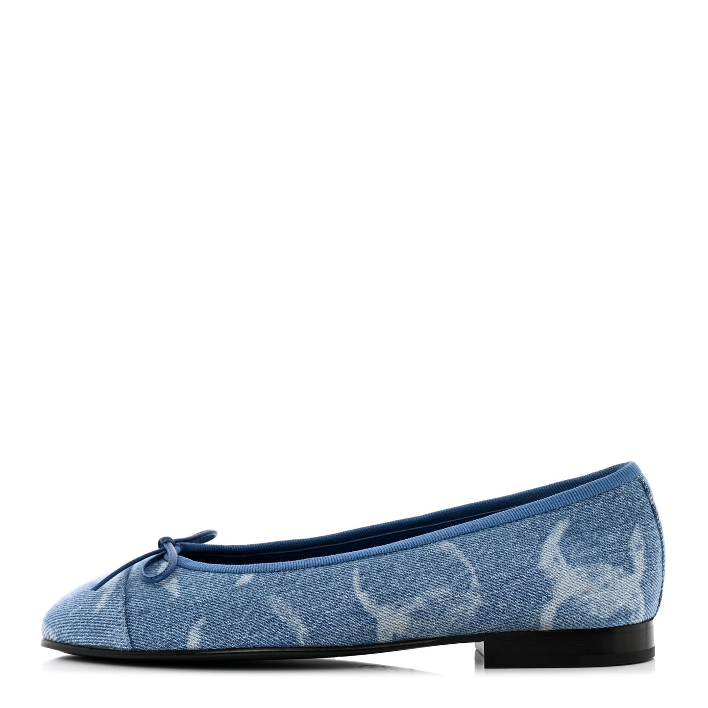 Denim Printed CC Cap Toe Ballerina Flats 36 Light Blue White