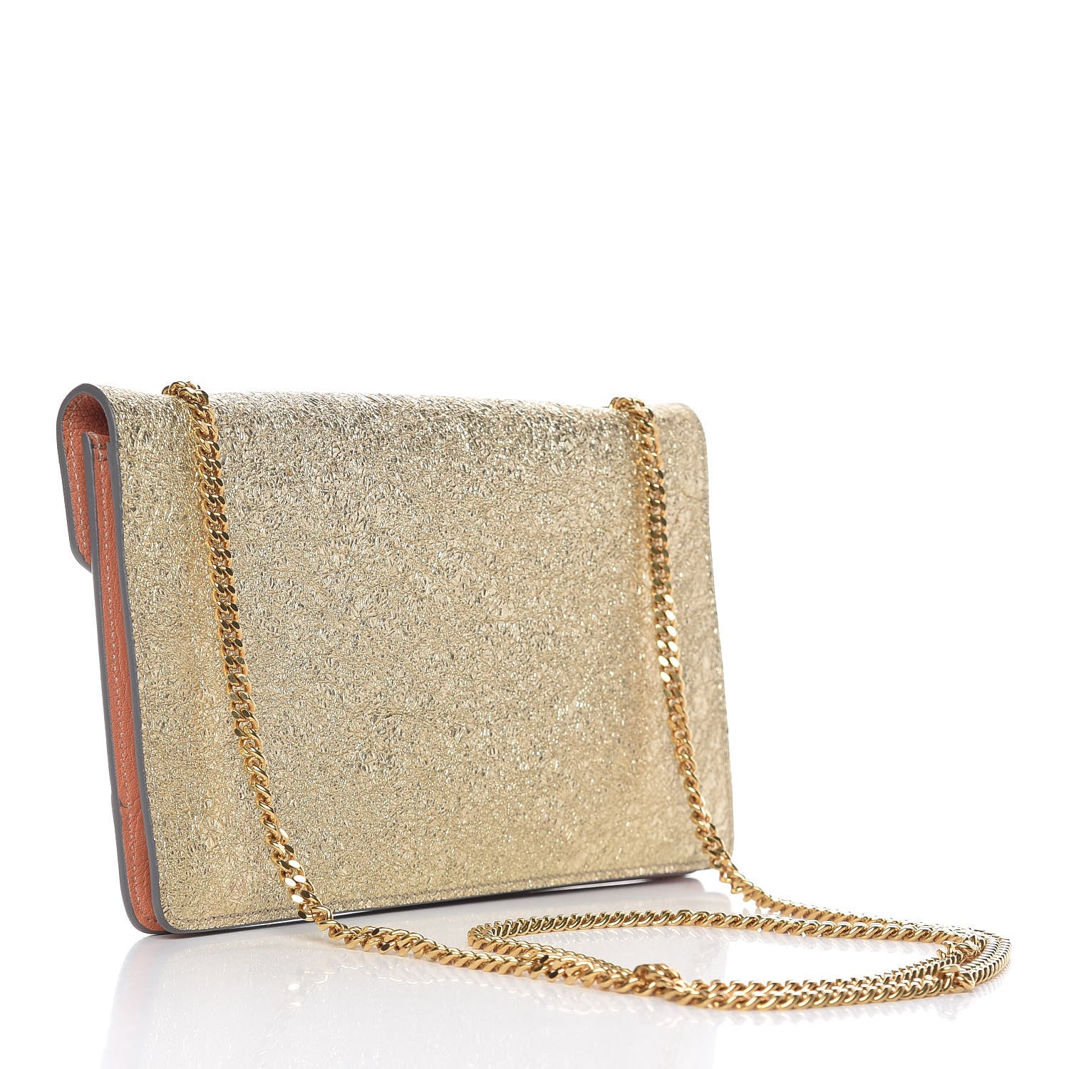 Chloe Metallic Calfskin Patchwork Chain Wallet Blush Nude 3 of 12