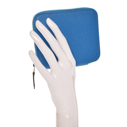 Hermes Epsom Silk'In Compact Wallet Bleu Zanzibar 2 of 8