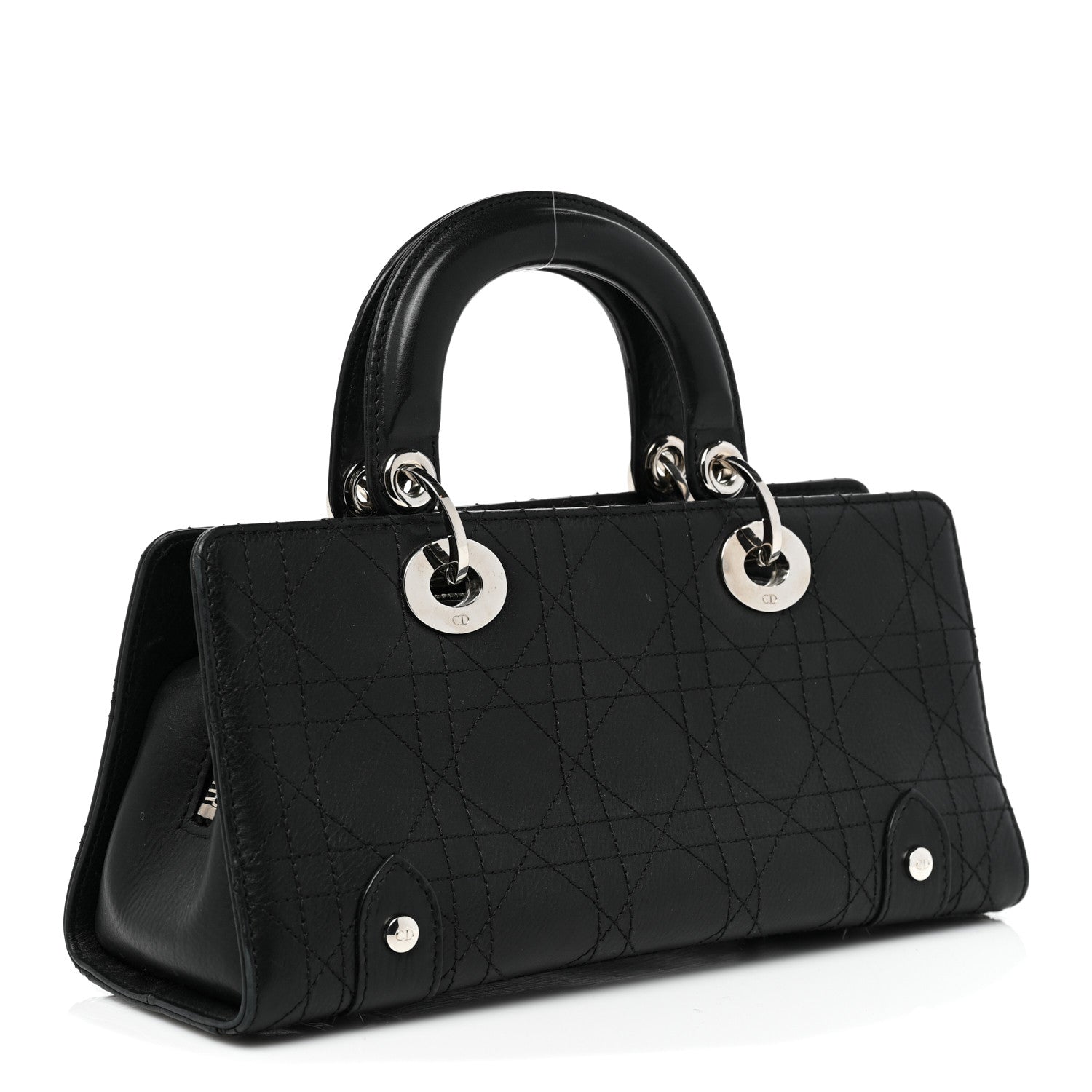 Christian Dior Calfskin Cannage Stitched Small Lady East West Lady Dior Black 3 of 11