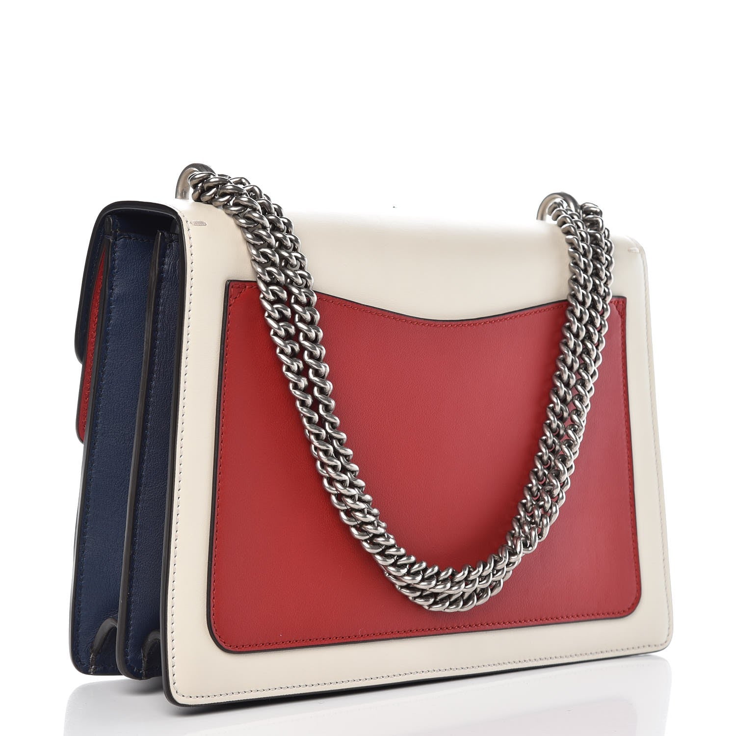 Gucci Calfskin Panther Embroidered Medium Dionysus Shoulder Bag White Blue Hibiscus Red 3 of 10