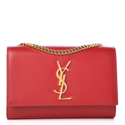Saint Laurent Grain De Poudre Small Monogram Kate Satchel Bandana Red 1 of 7