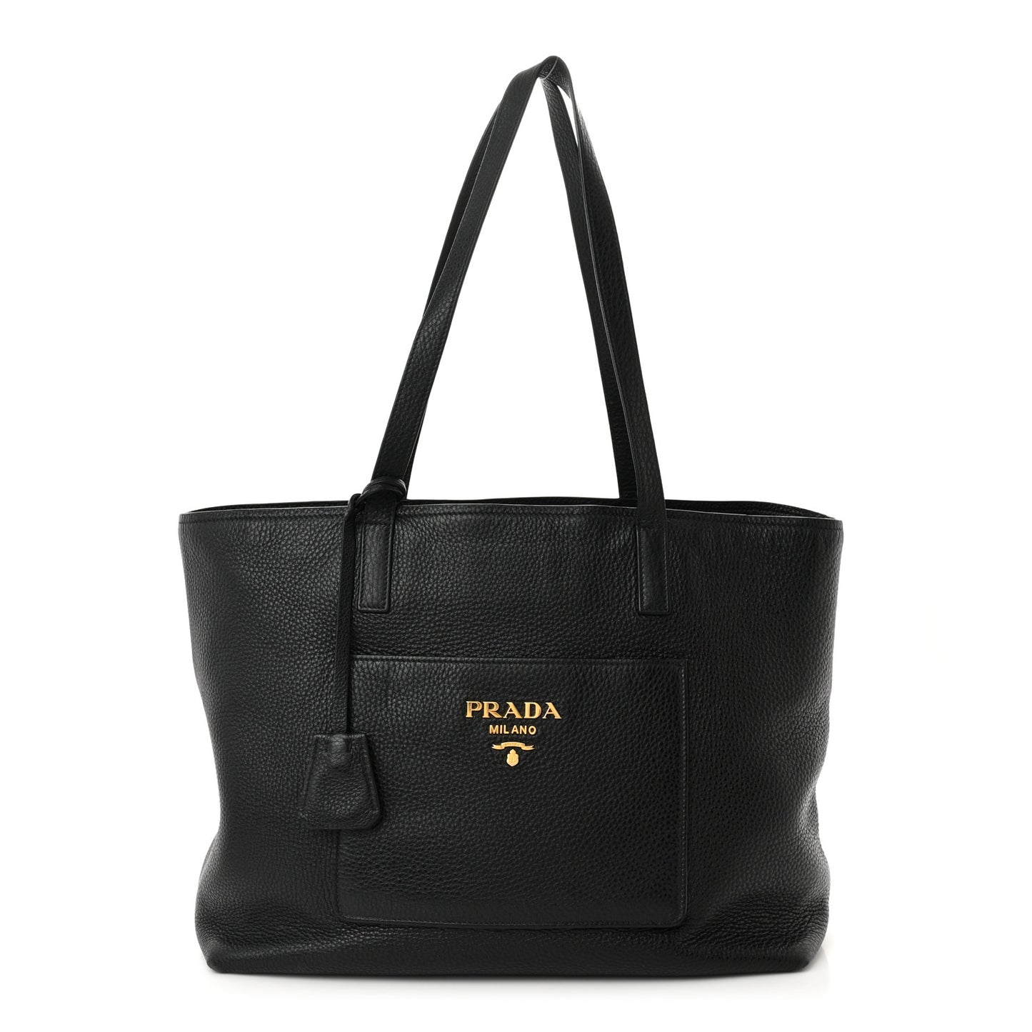 Vitello Daino Pocket Shopping Tote Black