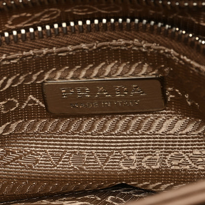 Prada Saffiano Tessuto Nylon Metal Triangle Logo Chain Flap Crossbody Bag Cammeo 6 of 8