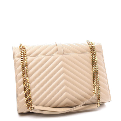 Saint Laurent Grain De Poudre Matelasse Chevron Large Monogram Satchel Nude Powder 2 of 11