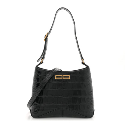 Balenciaga Shiny Super Supple Calfskin Crocodile Embossed Small XX Bag Black 1 of 10