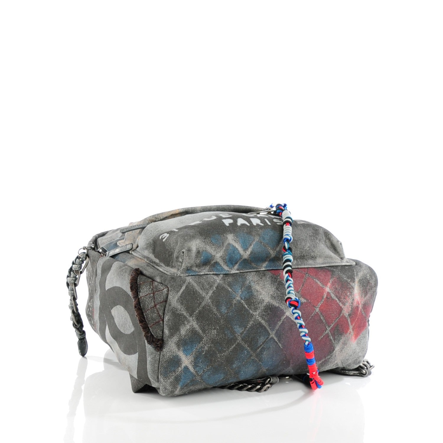 Chanel Graffiti Printed Canvas Medium Backpack Grey 4 of 7