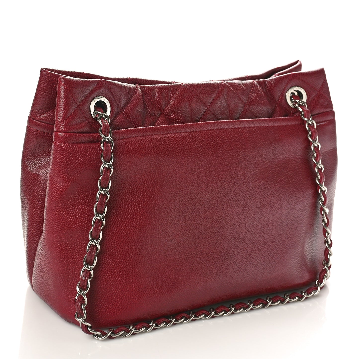 Caviar Quilted Large Timeless CC Soft Tote Dark Red