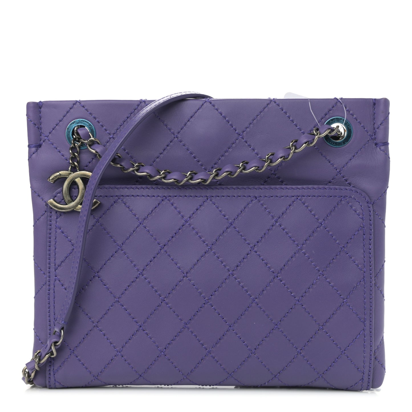 Calfskin Wild Stitch Small Shopping Tote Purple