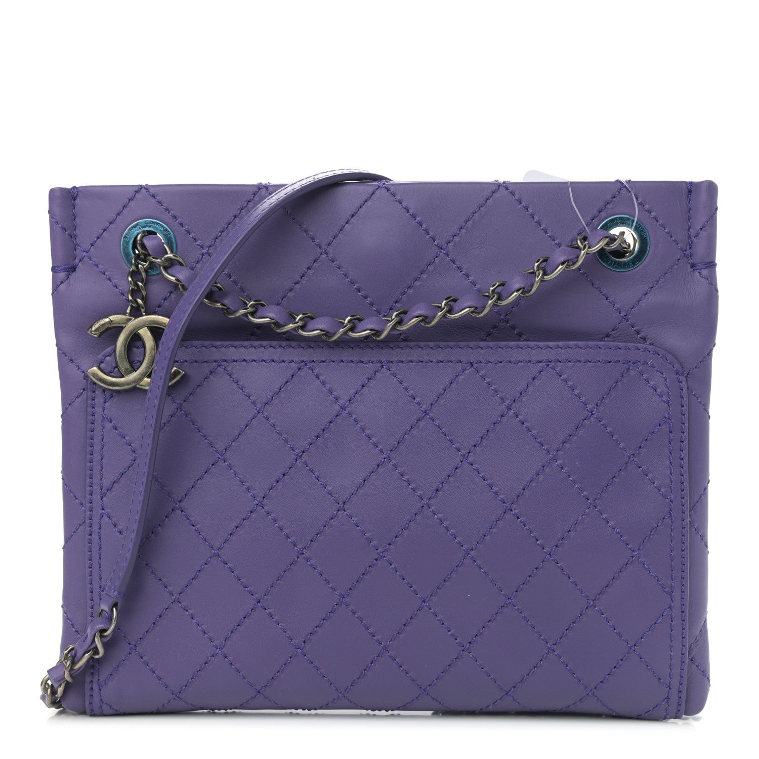 Chanel Calfskin Wild Stitch Small Shopping Tote Purple 1 of 11