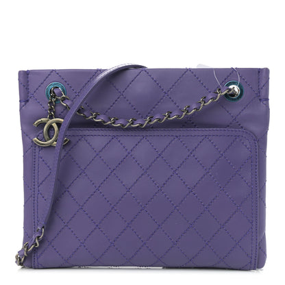 Chanel Calfskin Wild Stitch Small Shopping Tote Purple 1 of 11