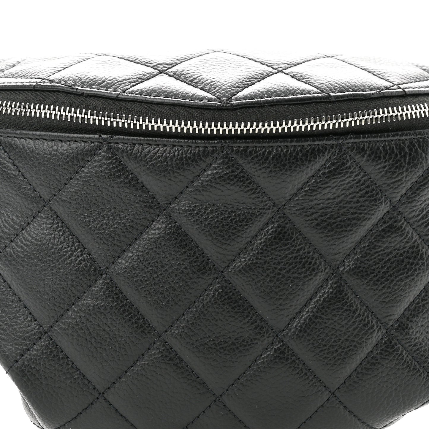 Grained Calfskin Quilted Waist Belt Bag Black