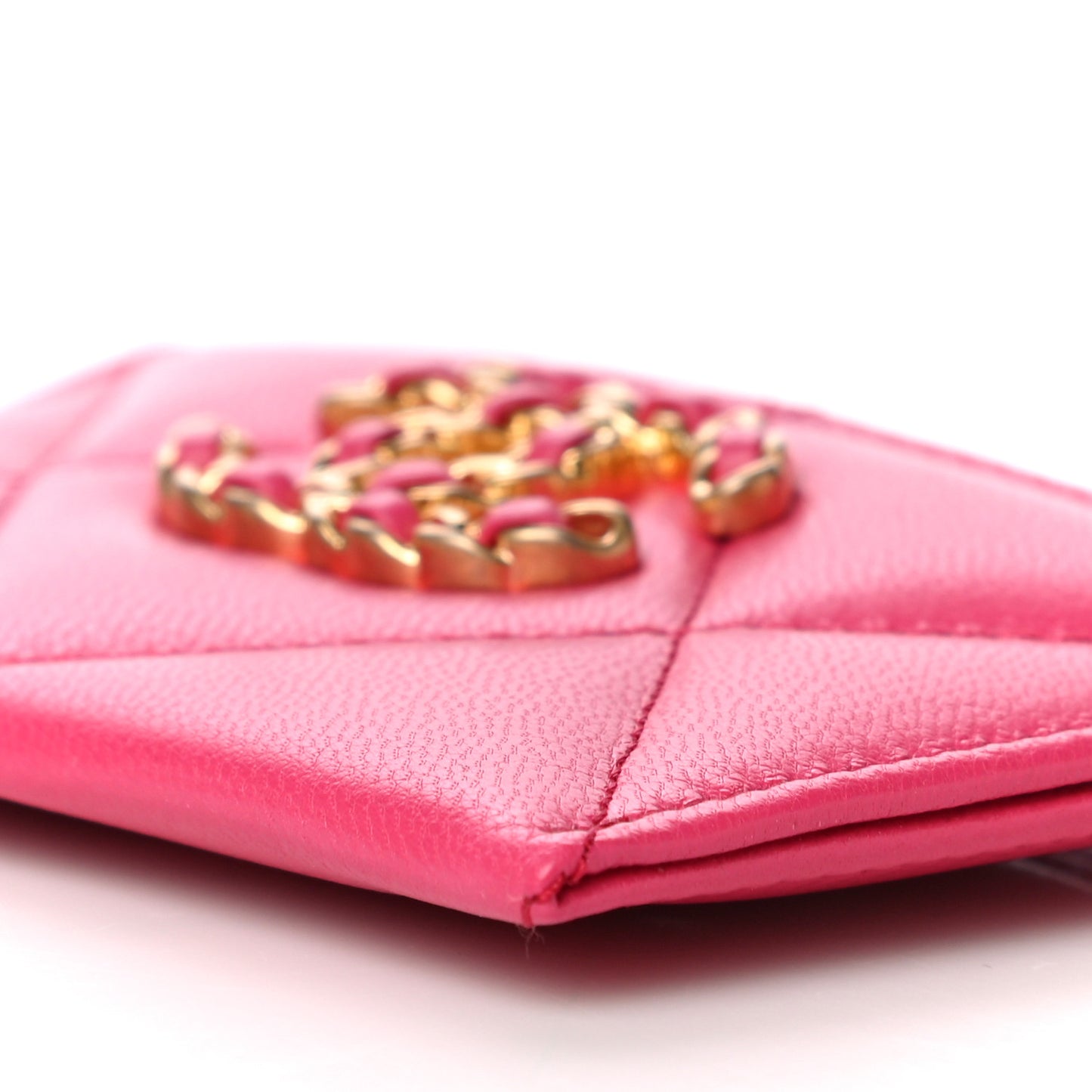 Shiny Goatskin Quilted 19 Card Holder Dark Pink