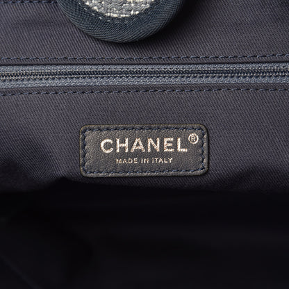 Chanel Woven Straw Raffia Small Deauville Tote Blue 5 of 8