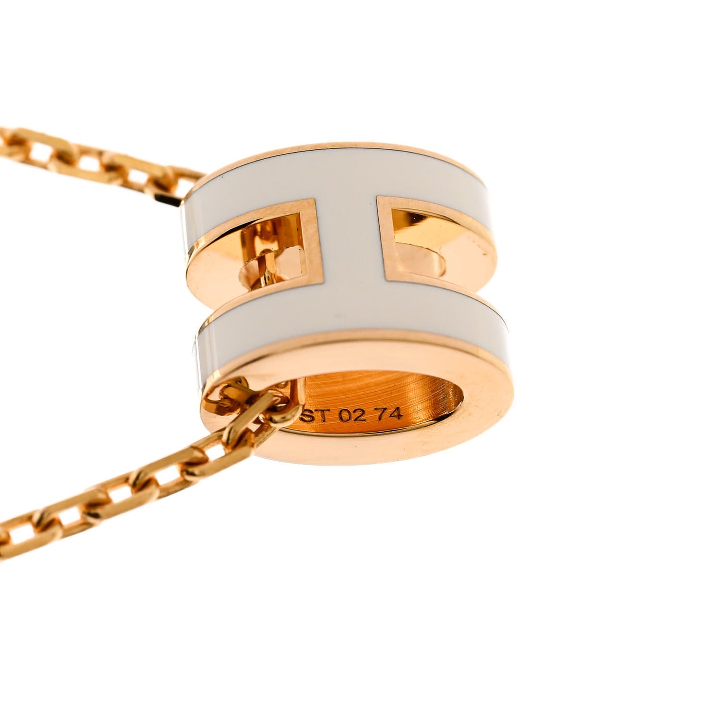 Lacquered Gold Mini Pop H Pendant Necklace White