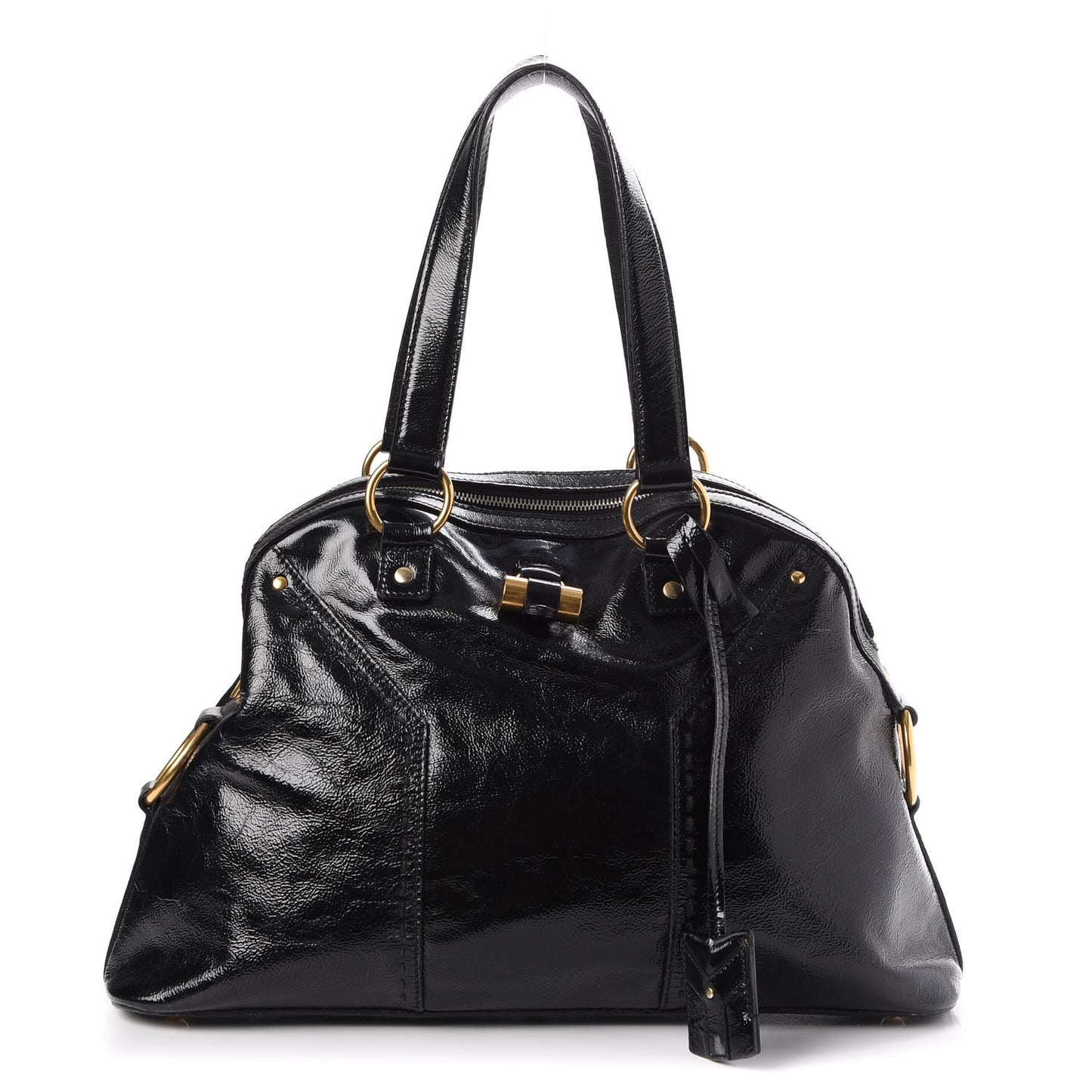 Patent Calfskin Large Muse Black