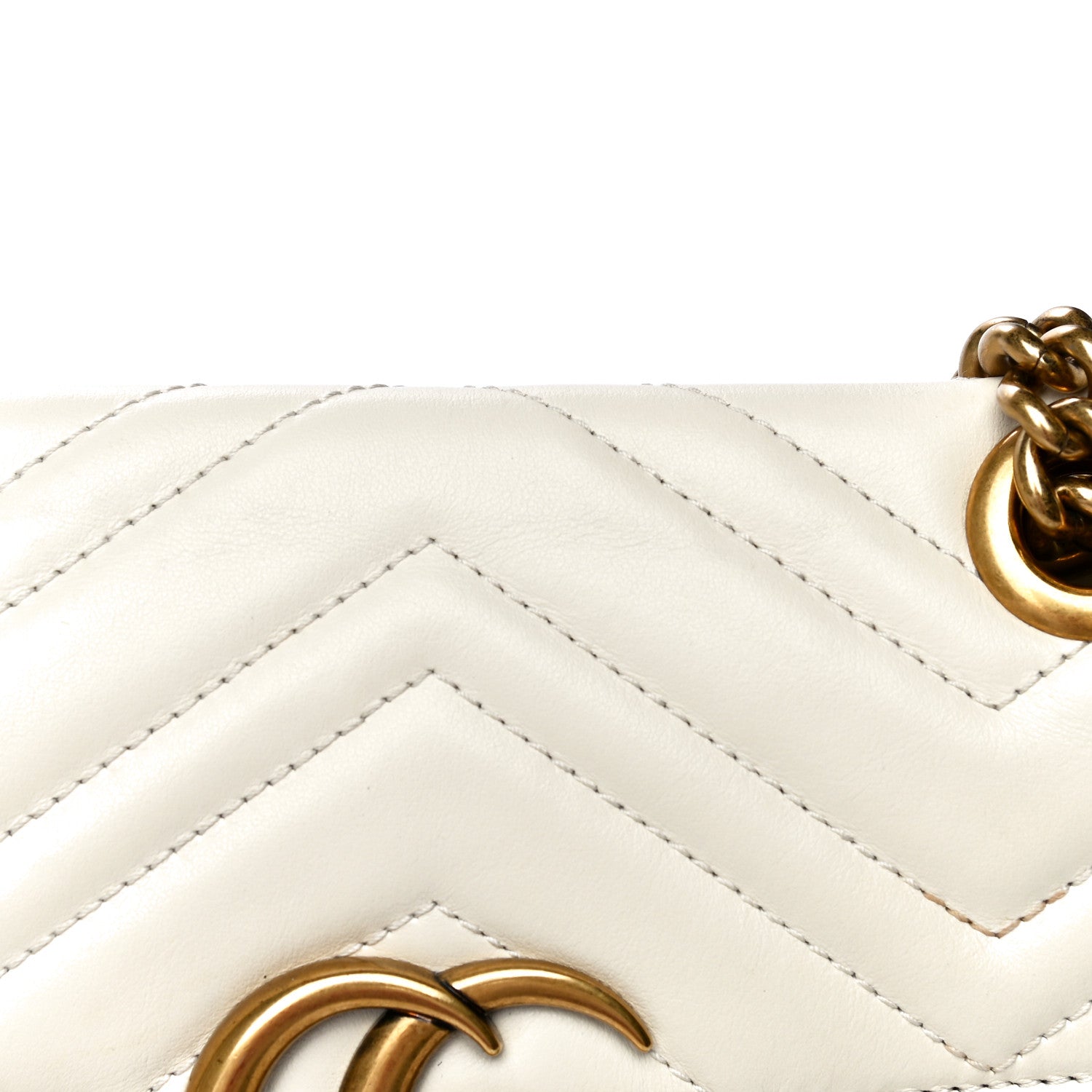 Gucci Calfskin Matelasse Mini GG Marmont Shoulder Bag White 14 of 19