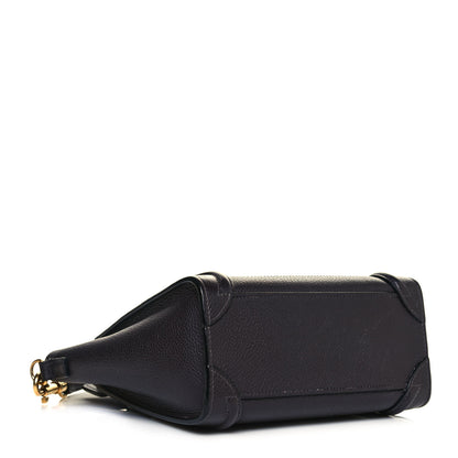 Celine Drummed Calfskin Nano Luggage Liquorice 3 of 14