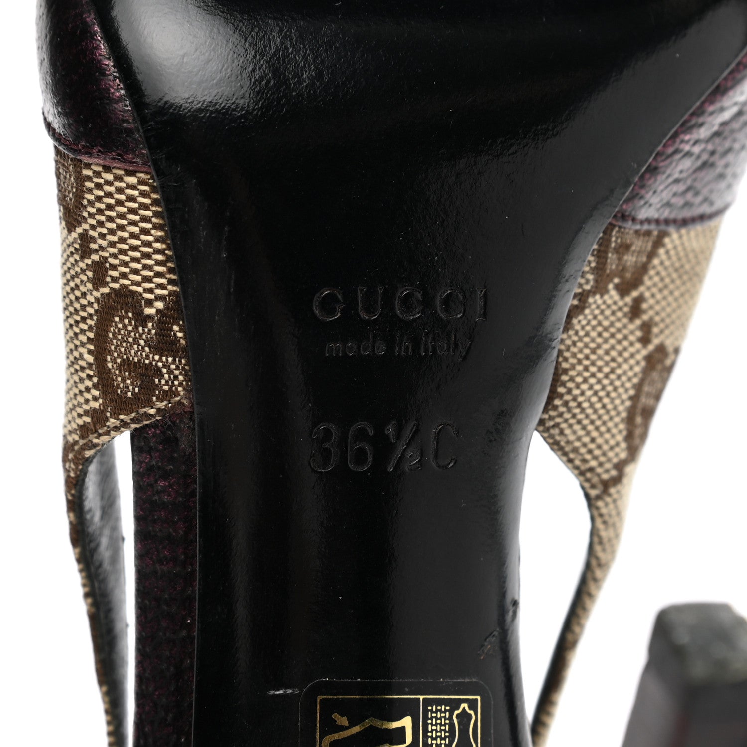 Gucci Monogram Textured Calfskin Tom Ford Dragon Sandals 36.5 Prugna Beige Ebony 6 of 9