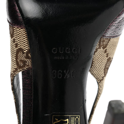 Gucci Monogram Textured Calfskin Tom Ford Dragon Sandals 36.5 Prugna Beige Ebony 6 of 9