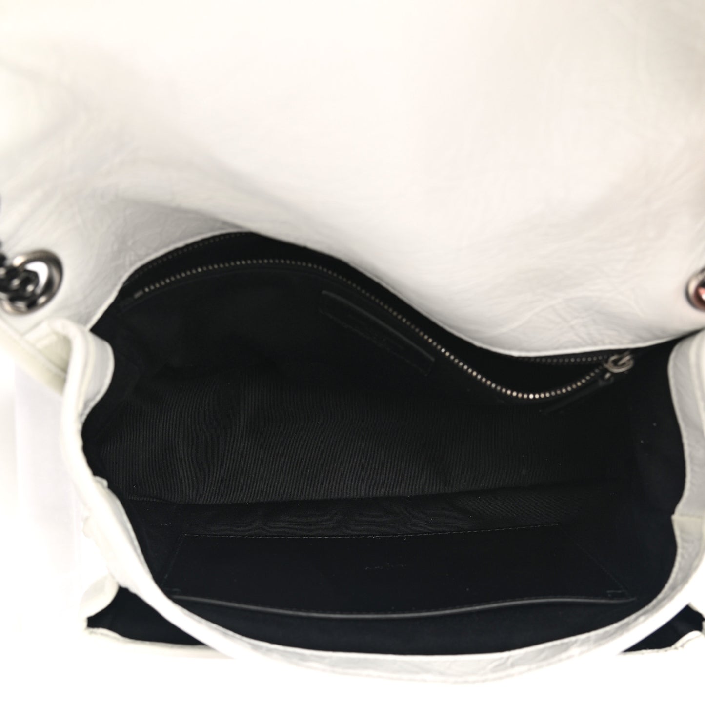 Crinkled Calfskin Matelasse Monogram Medium Niki Chain Satchel Dirty White
