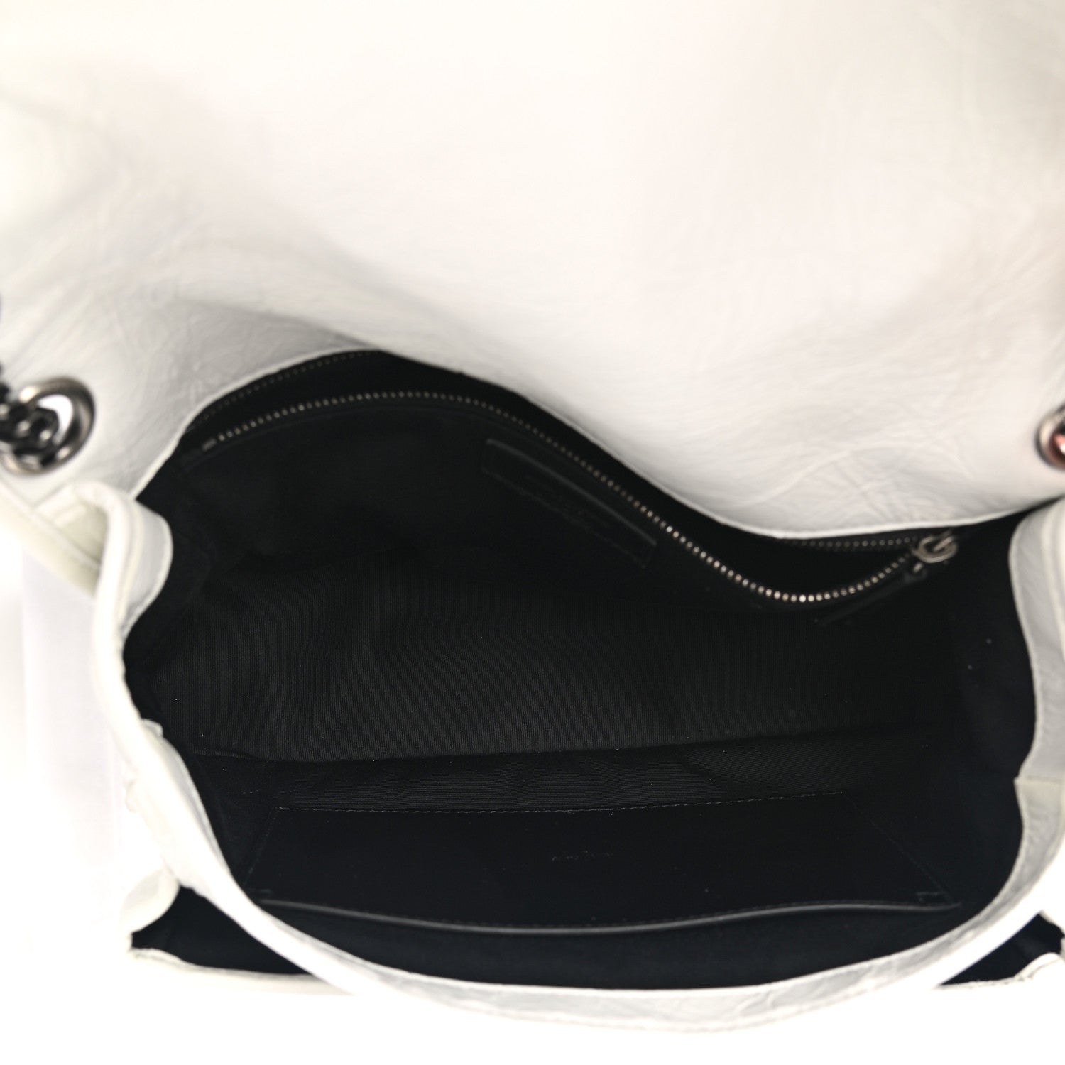 Saint Laurent Crinkled Calfskin Matelasse Monogram Medium Niki Chain Satchel Dirty White 5 of 14