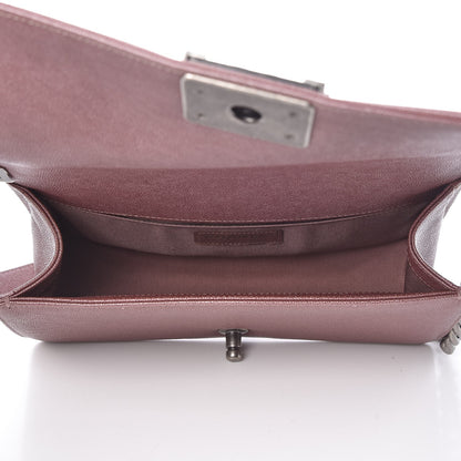 Chanel Metallic Caviar Chevron Quilted Medium Boy Flap Dark Pink 5 of 8