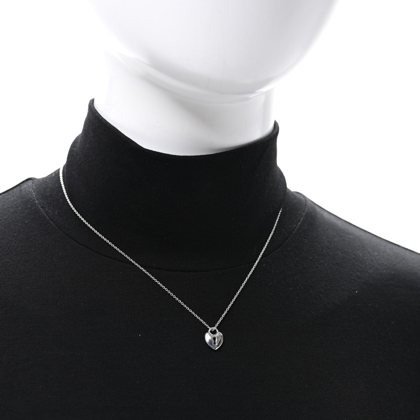 Sterling Silver Heart Lock Pendant Link Necklace