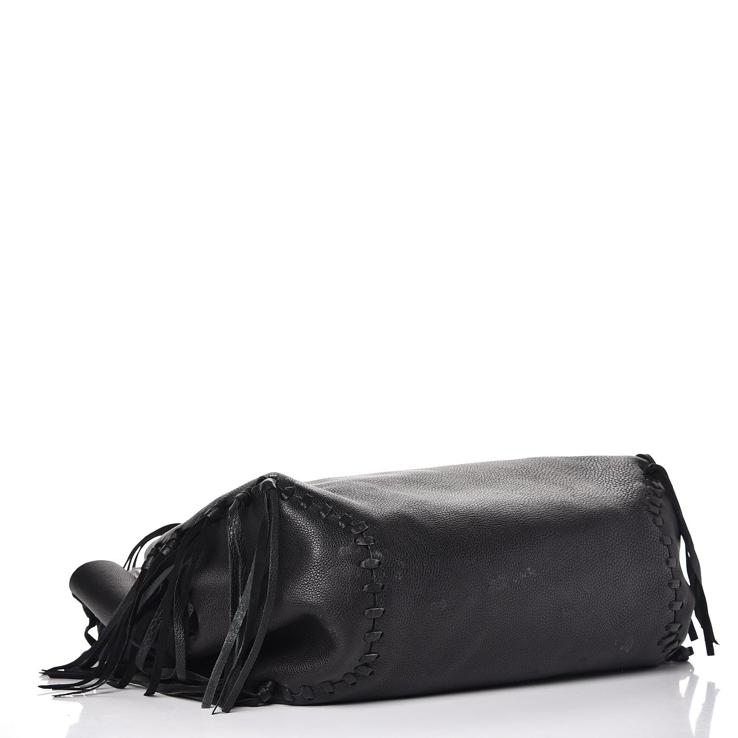 Valentino Garavani Grained Calfskin C-Rockee Fringe Tote Black 4 of 12