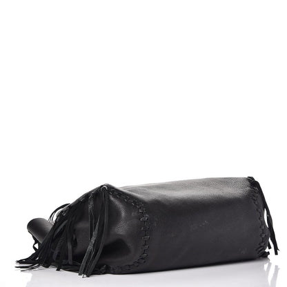 Valentino Garavani Grained Calfskin C-Rockee Fringe Tote Black 4 of 12