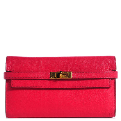 Hermes Chevre Mysore Kelly Longue Wallet Rouge Vif 1 of 11