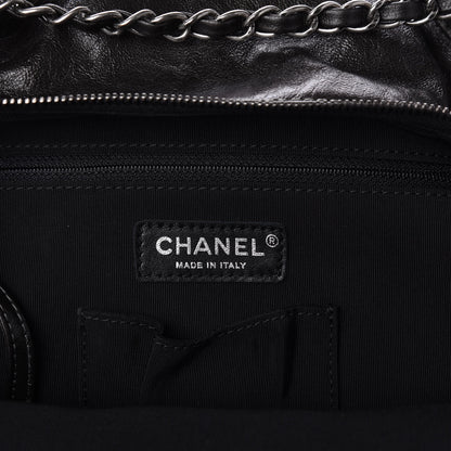 Chanel Metallic Lambskin Quilted Drawstring Backpack Black 7 of 13