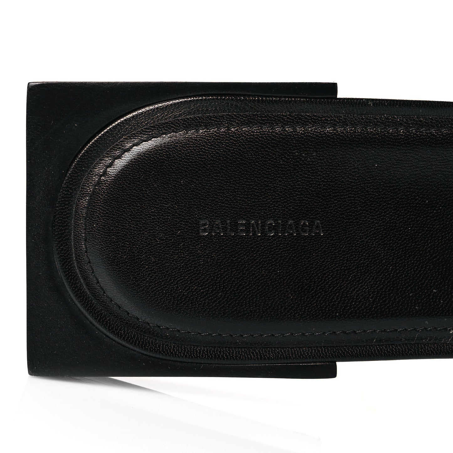 Shiny Smooth Sheepskin Box Flat Sandals 41 Black
