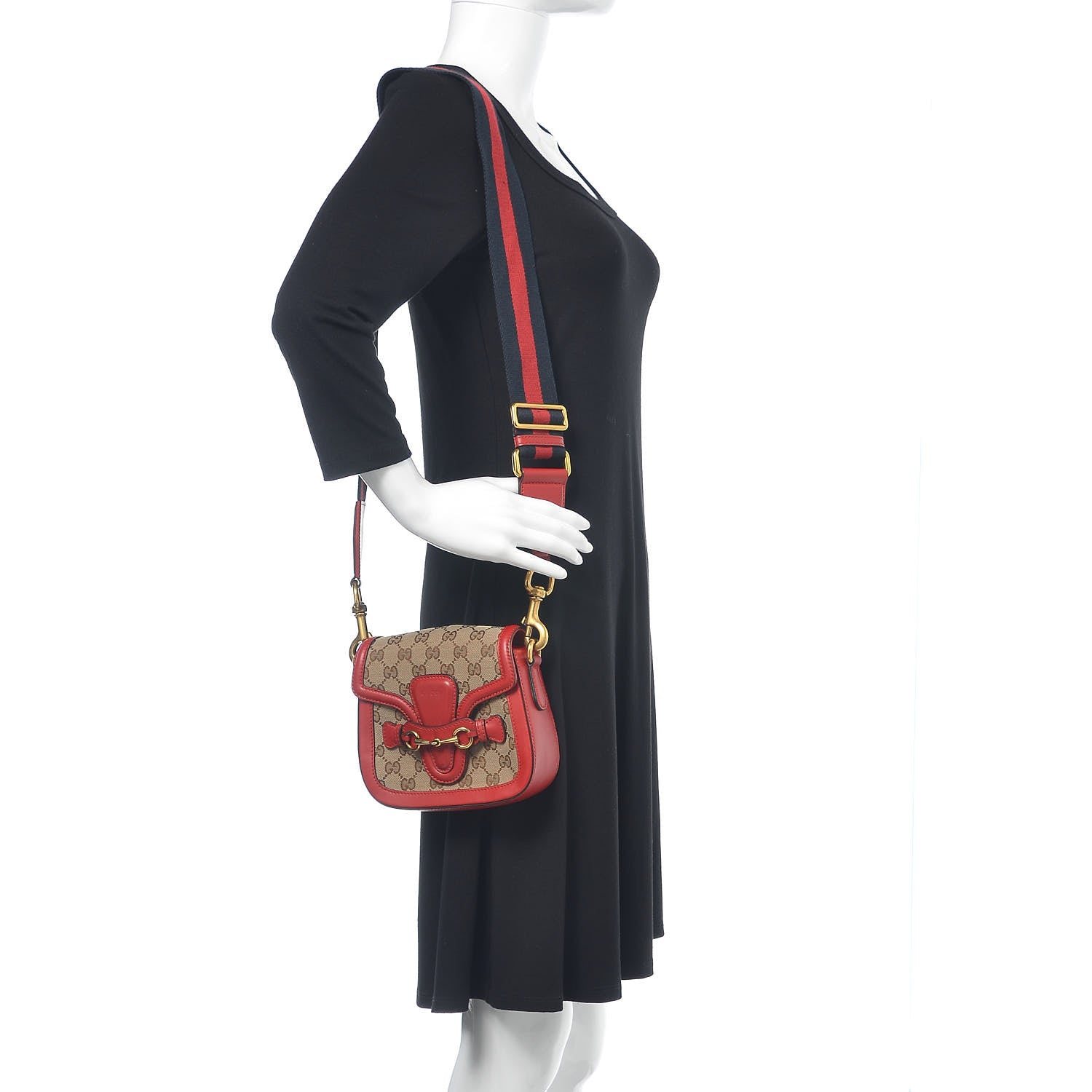Gucci Monogram Ruinart Calfskin Small Lady Web Shoulder Bag Beige Ebony Hibiscus Red 2 of 13