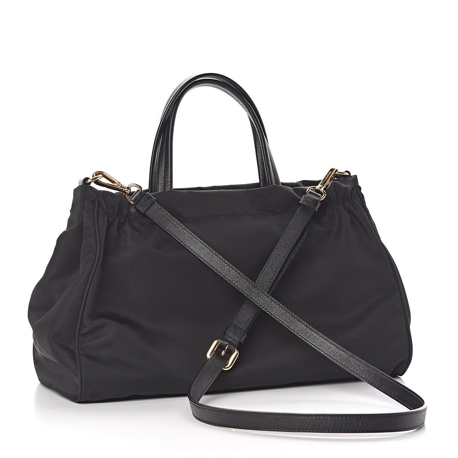 Prada Tessuto Nylon Saffiano Shopping Satchel Black 3 of 11