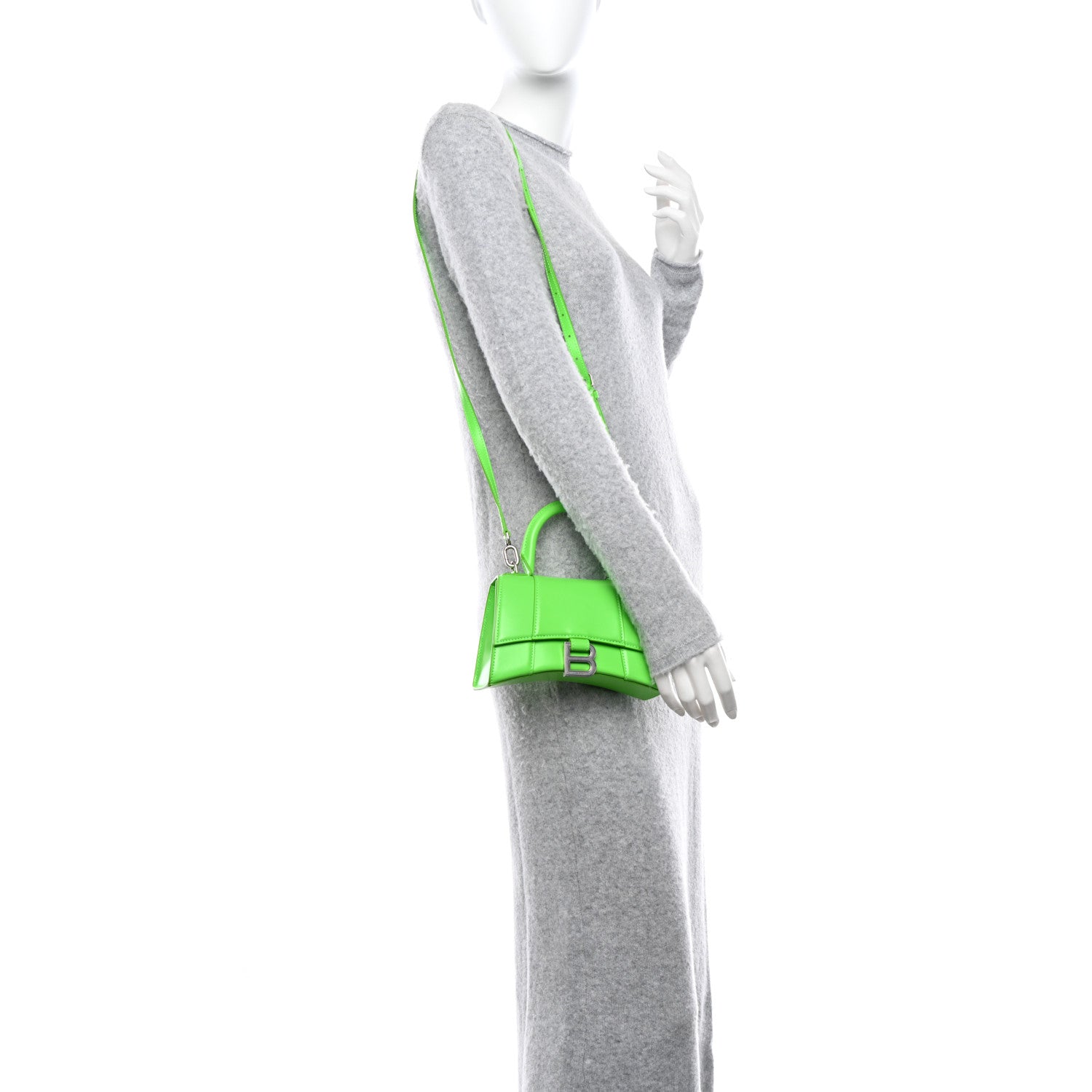 Balenciaga Shiny Box Calfskin Hourglass Top Handle Bag XS Acid Green 2 of 11