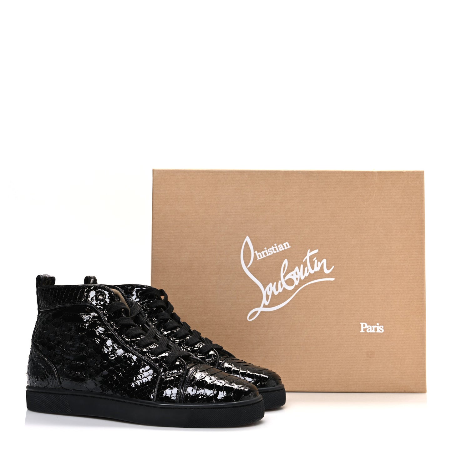 Patent Snakeskin Mens Louis Flat Sneakers 40 Black