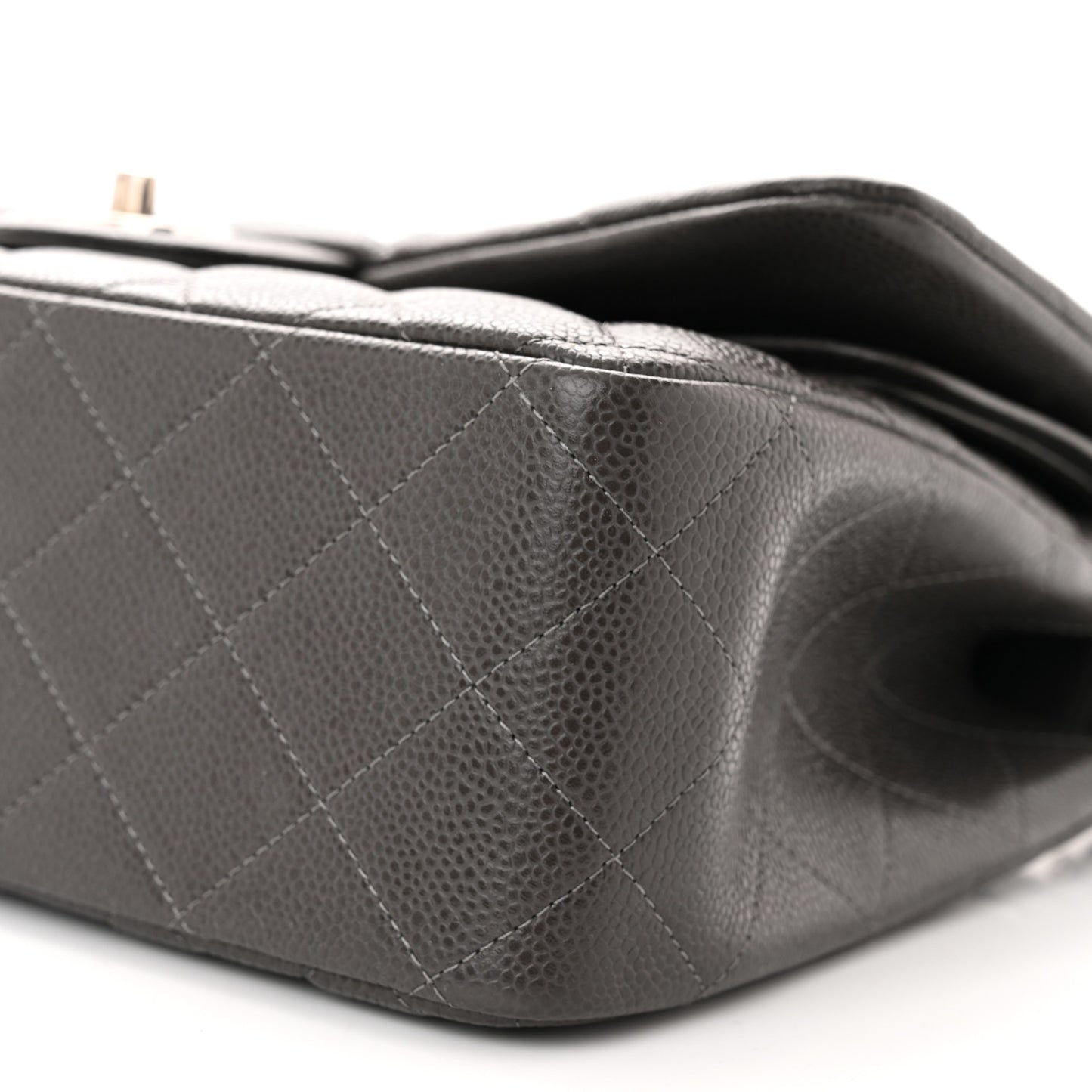 Caviar Quilted Jumbo Double Flap Dark Grey