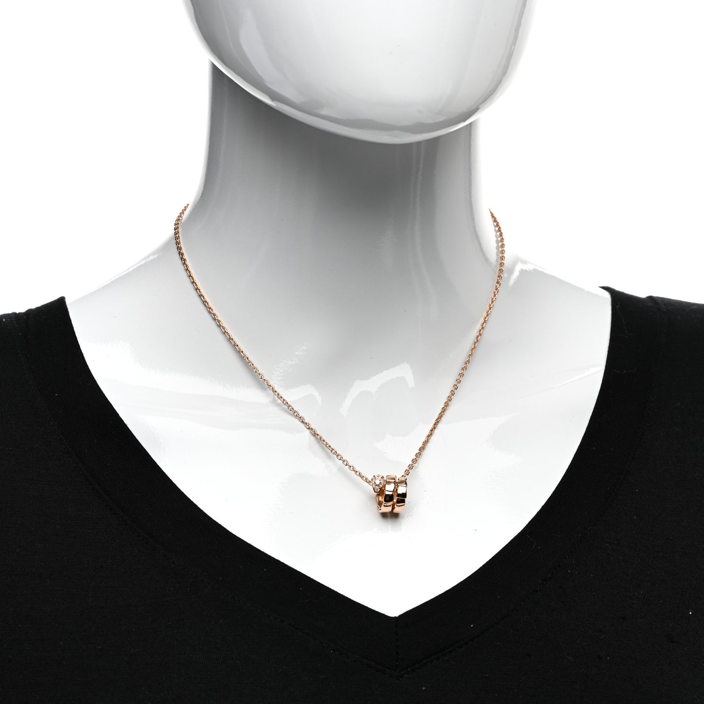 18K Rose Gold Diamond Serpenti Viper Demi Pave Pendant Necklace