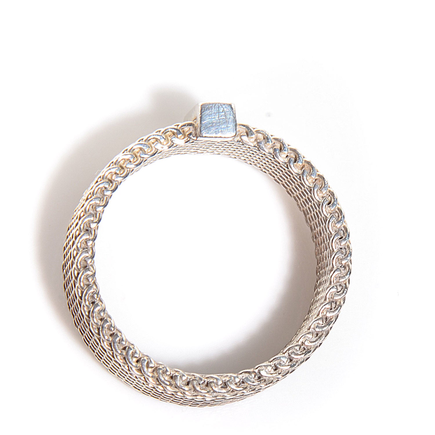 Tiffany Sterling Silver Diamond Somerset Mesh Ring 52 6 3 of 6